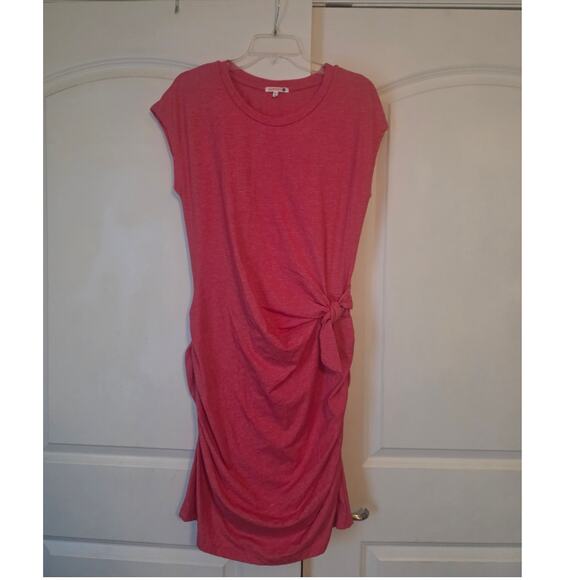 Sundry Red Ruched Lined Midi Dress Stretchy Size 4  - Great Condition Flattering - Picture 2 of 5